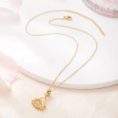 24K Gold Plated Rhinestone Decor Pendant Necklace