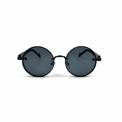 Retro Steampunk Round Sunglasses - Black